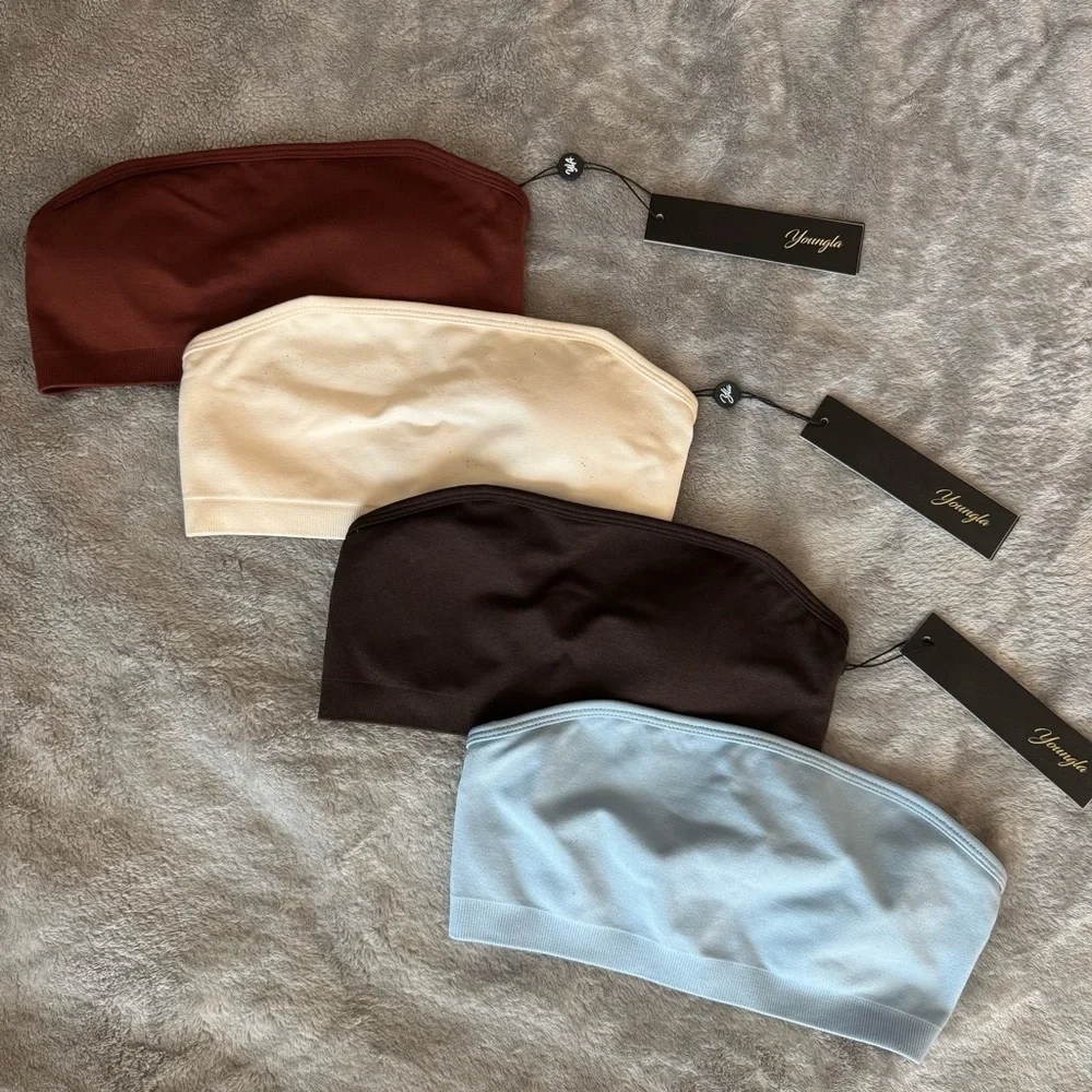 YoungLA Set of Four Bandeau Tops in Assorted Colors XS - Picture 1 of 5